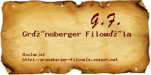Grünsberger Filoméla névjegykártya